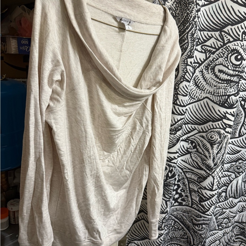 Athleta Cream Cowl Neck Sweatshirt
